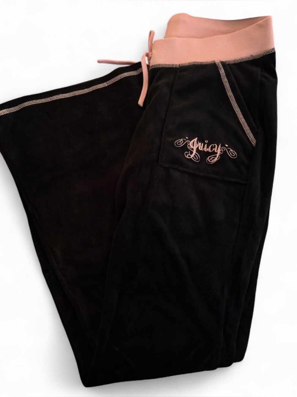 Juicy Couture black velour sweatpants NWT with pink accents Size: S